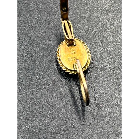 Designer Signed Oval Opal Cabochon Sterling Silver Vermeil Lever back Earrings - Picture 9 of 10